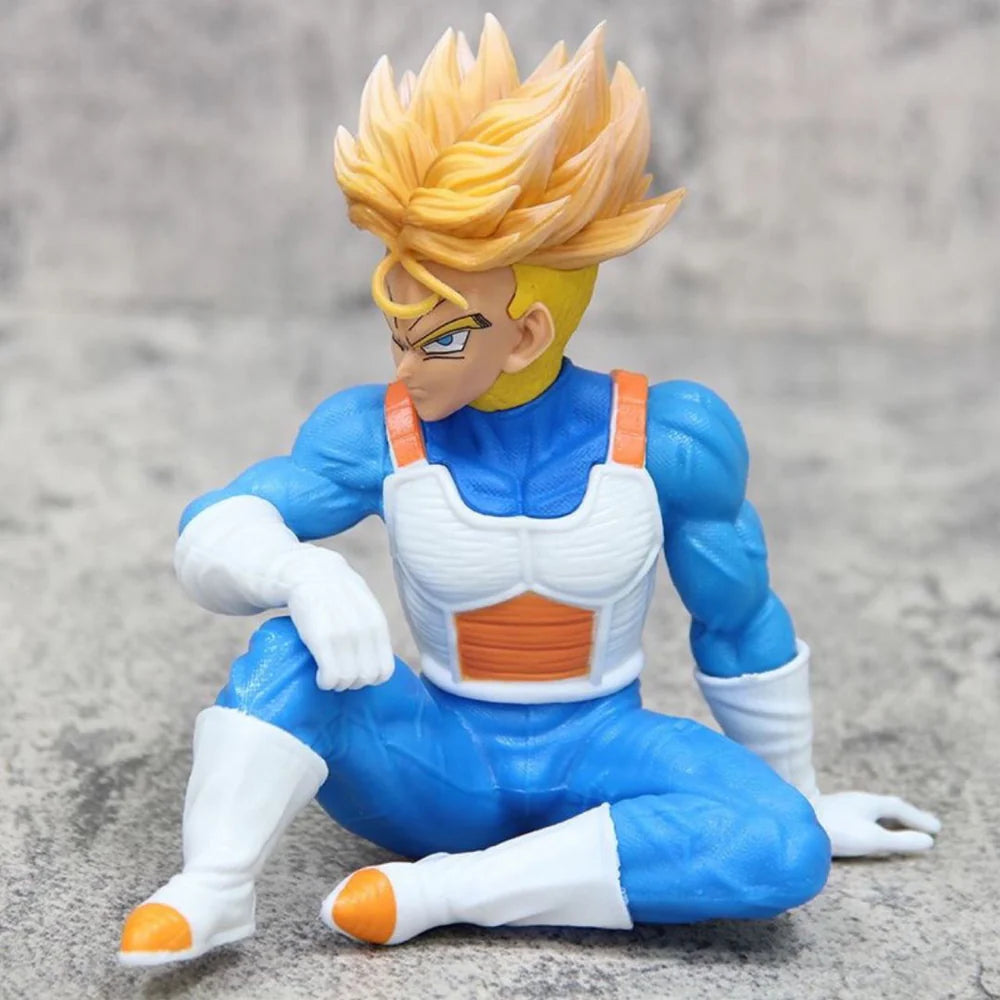 Super Saiyan Vegeta Sitting Pose Action Figure | DBZ Collectible Anime Figurine | Premium PVC Model Toy (Blue & White Armor)