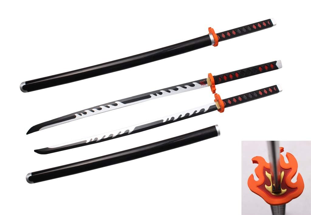 Tanjiro Fire Silver Blade White Katana – Cosplay Sword with Stand & Belt, size- 104cm