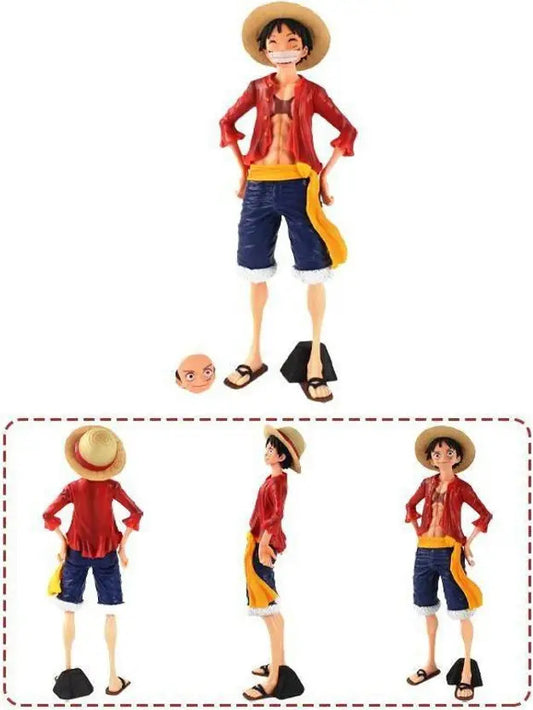 Monkey D. Luffy One Piece Action Figure | Anime Collectible Model Toy with 3 Interchangeable Faces