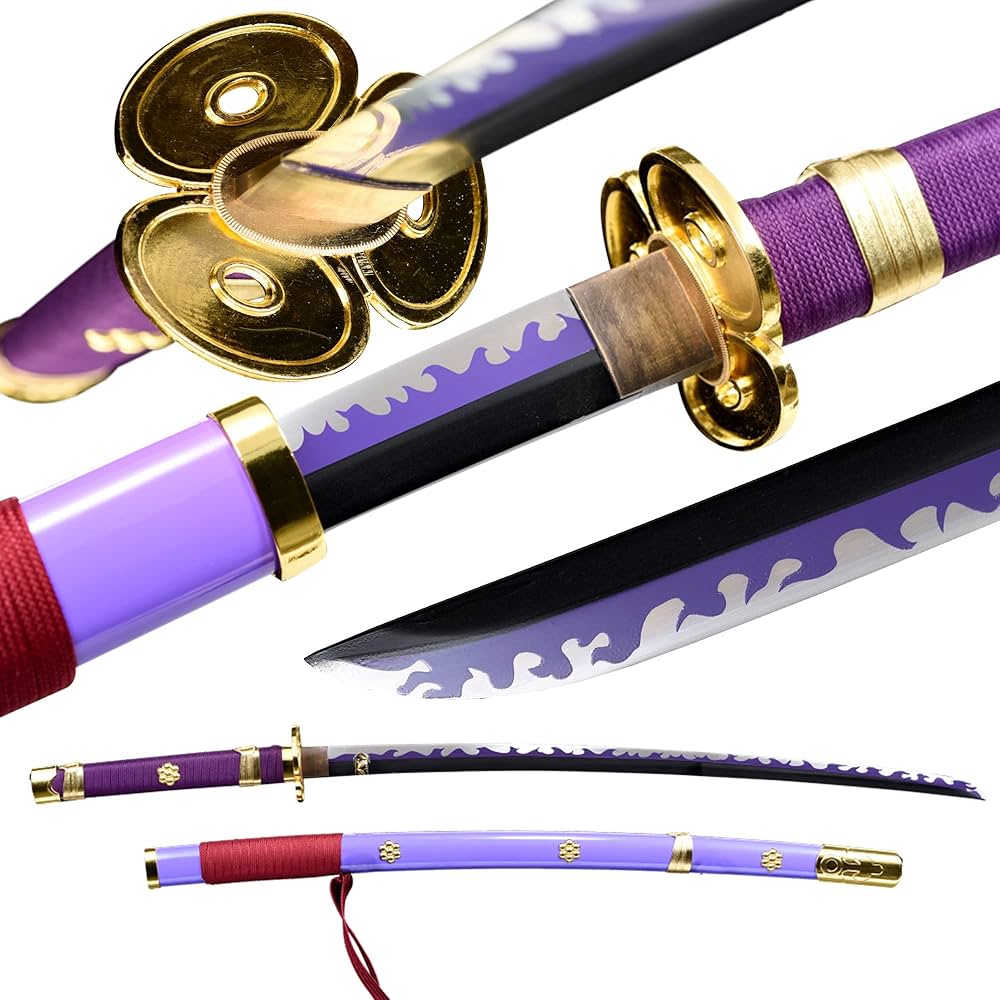 Zoro Enma Purple Katana Sword with Black & Gold Blade , size- 104cm
