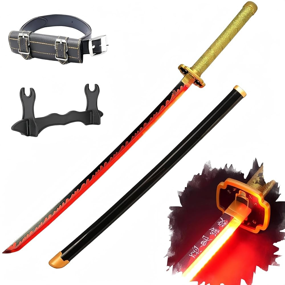 Demon Slayer Yoriichi Wooden Katana – Cosplay Sword with Flame Design (104 CM)