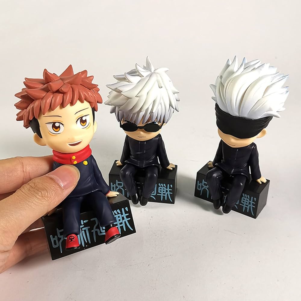 Anime Collectible Figurine Set – 3 Character Models in Black Outfits | PVC Action Figure Toys for Kids & Collectors (10 cm)