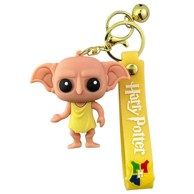 Harry-Potter Dobby Keychain – Cute Cartoon Figure with Strap & Bell