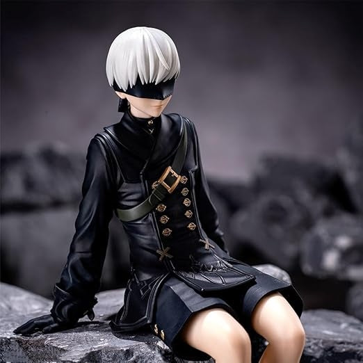 Anime Girl PVC Figure – Black Outfit with Blindfold Collectible (13cm)