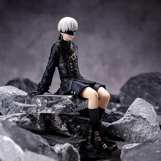 Anime Girl PVC Figure – Black Outfit with Blindfold Collectible (13cm)