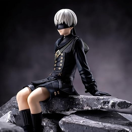 Anime Girl PVC Figure – Black Outfit with Blindfold Collectible (13cm)