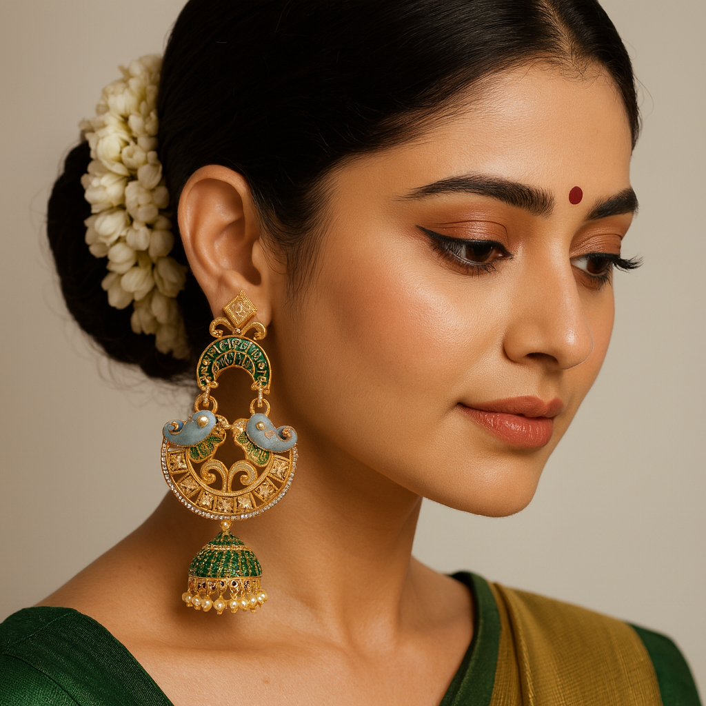 β¨ Traditional Peacock Jhumka Earrings β Handcrafted Ethnic Jewelry β¨