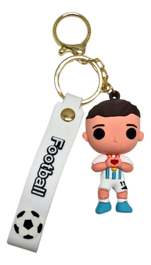Cute Football Player Keychain – Chibi Cartoon Design with Strap ⚽