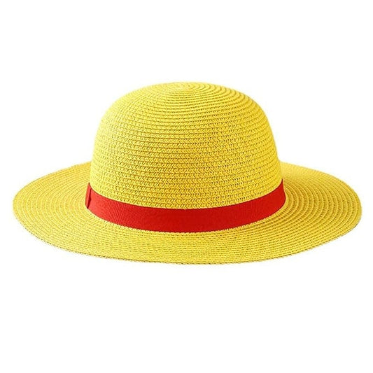 Classic Luffy Yellow Straw Hat with Red Band – Anime Cosplay & Summer Style
