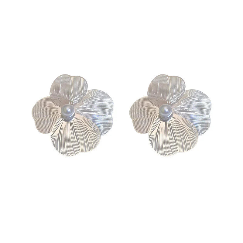 Elegant Floral Pearl Statement Earrings