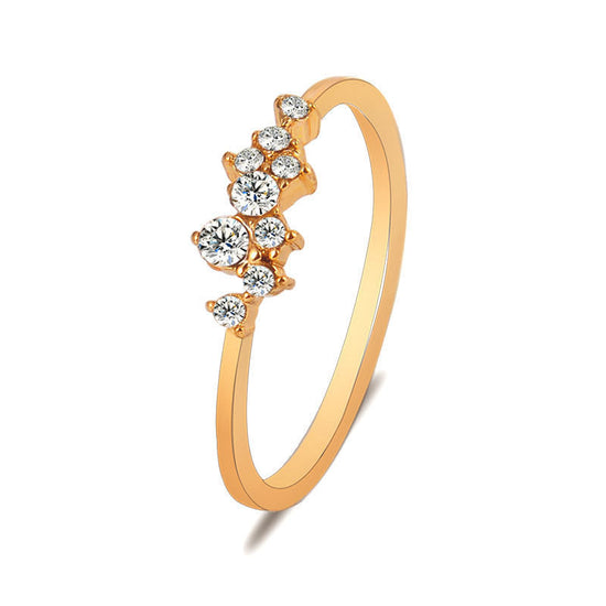 Elegant Gold-Tone Ring with 9 Sparkling Rhinestones