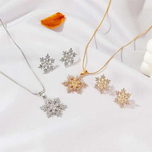 Snowflake Earrings & Pendant Necklace Set (1 Set)