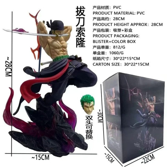 ⚔️ Roronoa Zoro 28cm Premium Action Figure – Battle Stance Edition | PVC Collector Statue ⚔️