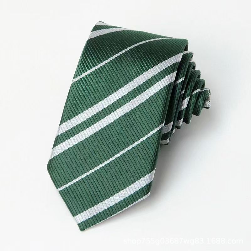 Premium Green & White Striped Formal Necktie for Men.