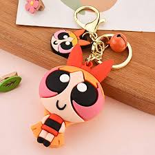Powerpuff Girls Cartoon Keychain – Blossom Character with Charm
