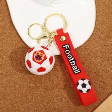 Football Keychain with Red Strap & Soccer Ball Charm – Sports Fan Accessory