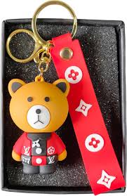 Cute Bear Keychain with Red Strap – Fashionable Accessory & Gift