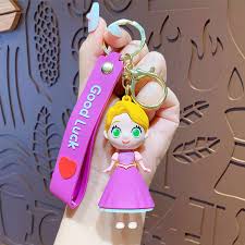 Cute Princess Keychain with Purple Dress & Good Luck Strap – Fashion Accessory