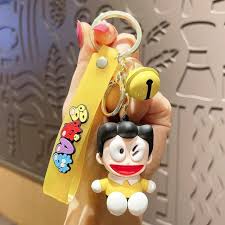 Cute Cartoon Keychain – Yellow Strap & Character Charm