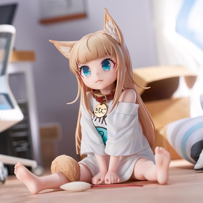 Anime Cat Girl PVC Figure – Cute Sitting Pose Collectible | 14 cm Anime Figurine for Fans & Collectors