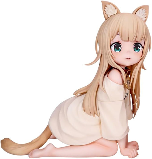 Anime Cat Girl PVC Figure – Kneeling Pose Collectible | 14 cm Cute Anime Figurine for Fans & Collectors