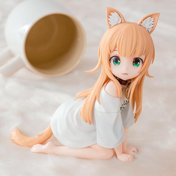 Anime Cat Girl PVC Figure β Kneeling Pose Collectible | 14 cm Cute Anime Figurine for Fans & Collectors