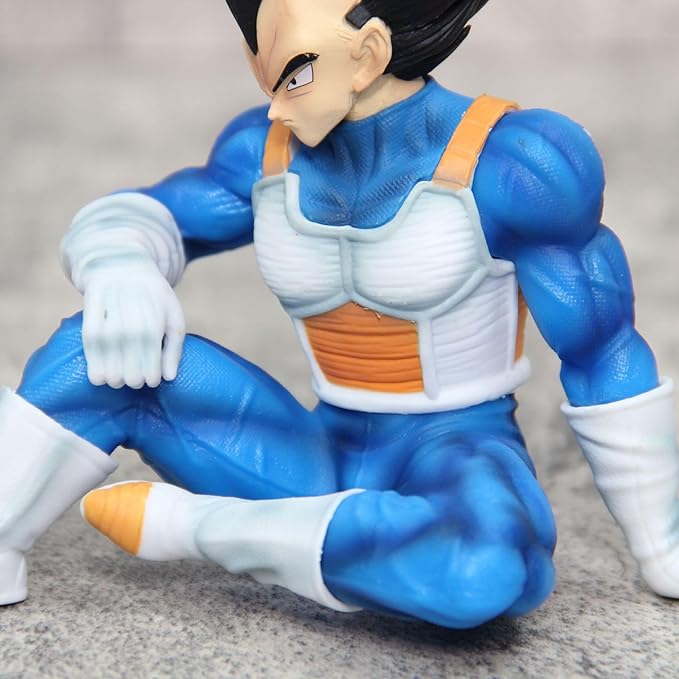 Vegeta Sitting Pose Action Figure | DBZ Collectible Toy | Premium PVC Anime Figurine (Blue Armor Edition)