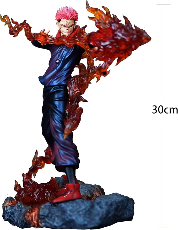 Sukuna Action Figure | Jujutsu Kaisen Anime Collectible | 30cm Flame Effect PVC Statue | Premium Detailed Figurine