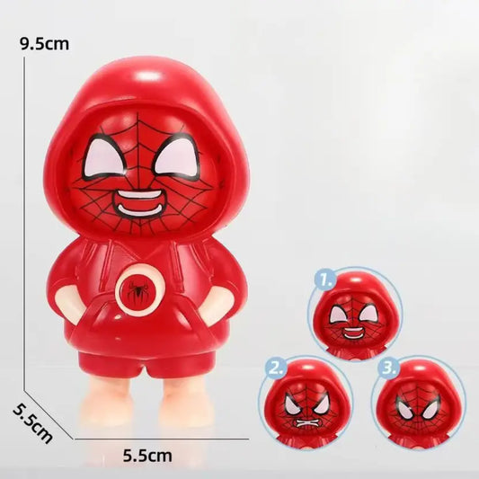 Spider-man Hoodie Keychain Toy – Cute Face Changing Cartoon Figure