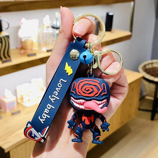 Cartoon Character Keychain | Cute PVC Key Ring with Strap & Bell | Stylish Key Holder for Bags, Bikes & Gifts