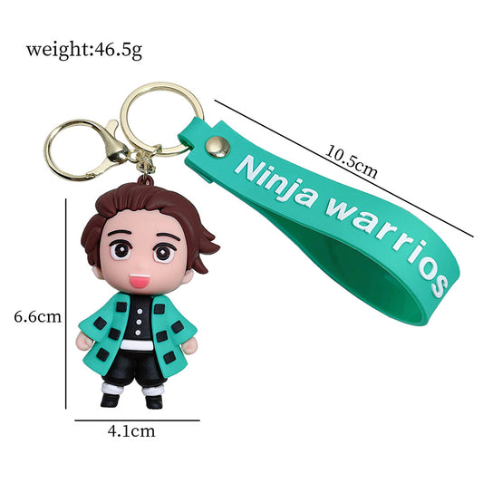 Cute Anime Character Keychain with Strap – "Ninja Warrios" Design