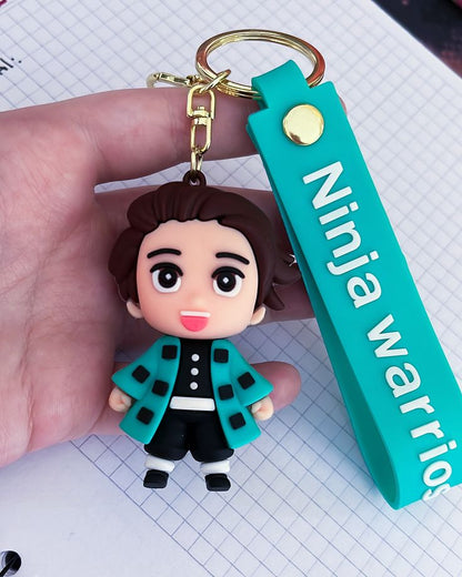 Cute Anime Character Keychain with Strap – "Ninja Warrios" Design