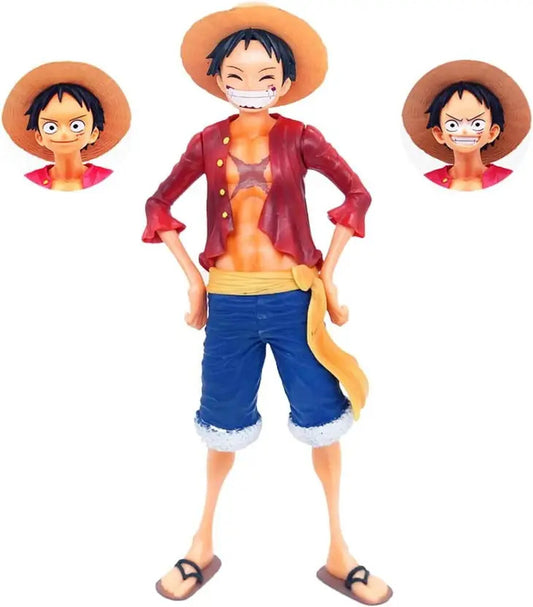 Monkey D. Luffy One Piece Action Figure | Anime Collectible Model Toy with 3 Interchangeable Faces