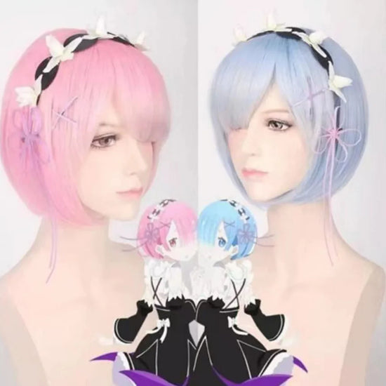 Rem Ram Inspired Cosplay Wig – Anime Twin Maid Wigs from Re:Zero