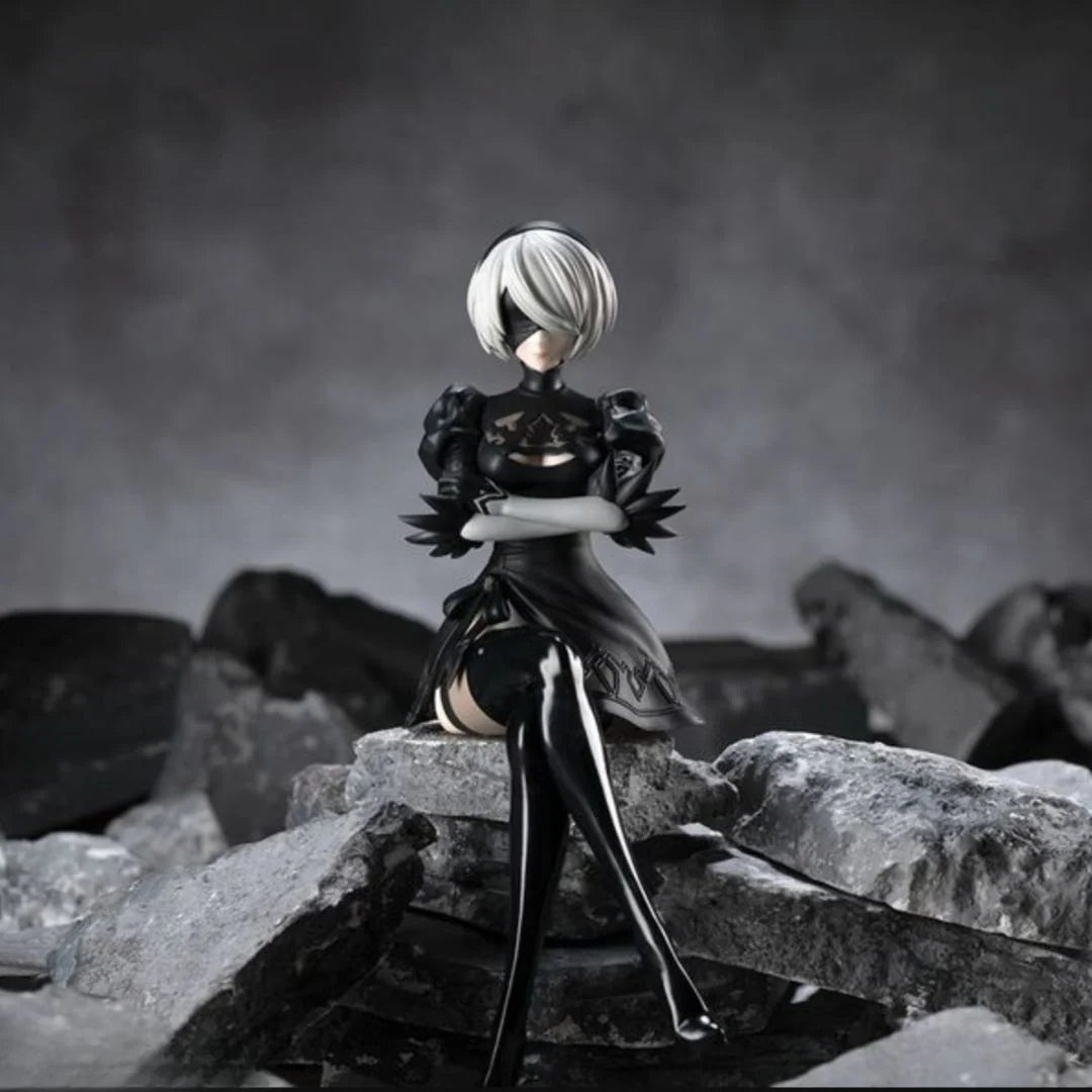 PVC Sitting Yorha No.2 Type B (2B) Anime Action Figure | 15cm Collectible Model Toy