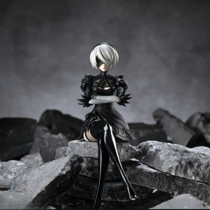 PVC Sitting Yorha No.2 Type B (2B) Anime Action Figure | 15cm Collectible Model Toy