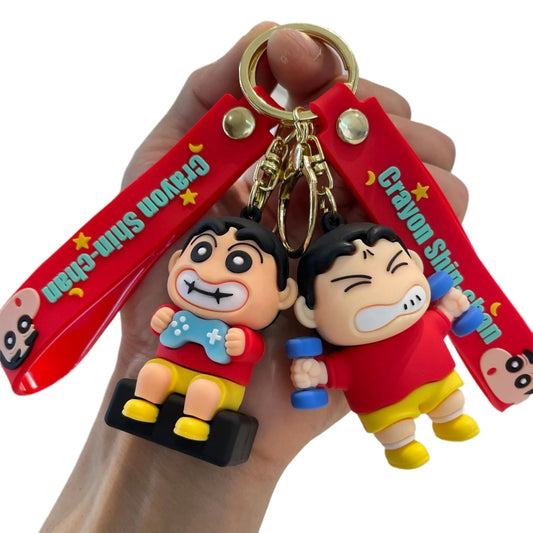 **Cartoon Shin-chan Character Keychain Set with Silicone Strap (Pack of 2)**