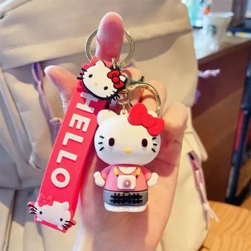 Hello Kitty Keychain – Cute Cartoon Figure with Strap