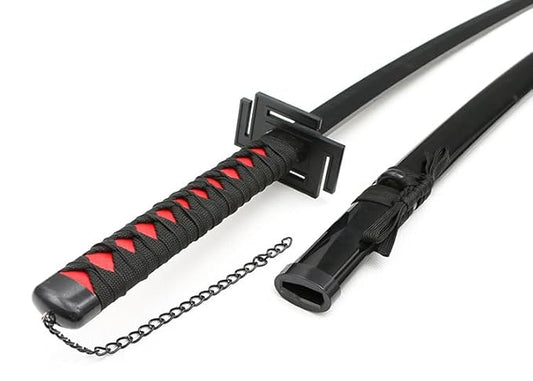 Bleech Tensa Zangetsu Ichigo Cut Wooden Katana Sword with Red Handle – Decorative Collectible (104 CM)