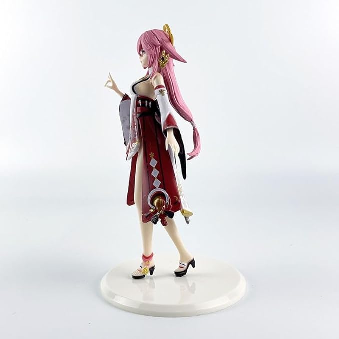 Anime Pink Hair Shrine Maiden Figure | Premium PVC Collectible Statue | Decorative Showpiece for Desk & Shelf