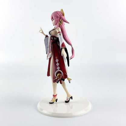 Anime Pink Hair Shrine Maiden Figure | Premium PVC Collectible Statue | Decorative Showpiece for Desk & Shelf