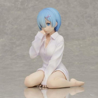 Anime Collectible Figurine – Blue Hair Girl in White Outfit | Decorative PVC Model (11 cm)