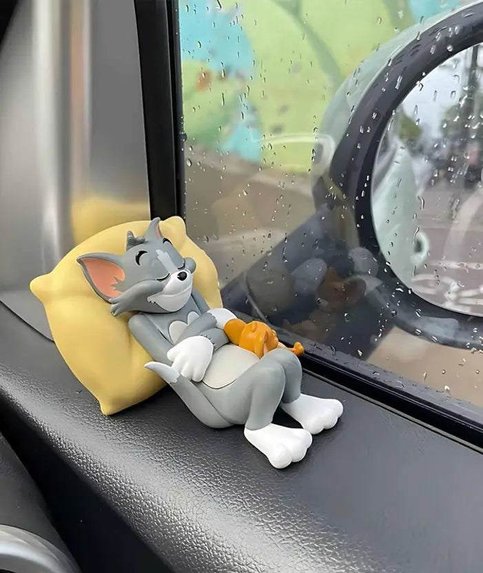 Tom & Jerry Cute Sleeping Dashboard Toy | Car & Home Decor Figurine (8cm x 6cm)