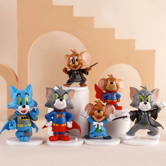 Tom and Jerry Superhero Action Figure Set – 6-Piece Collectible Toy Set