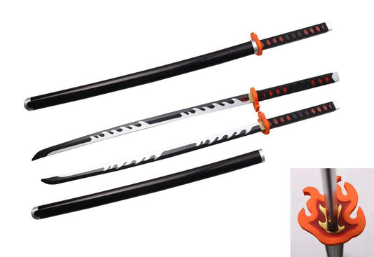 Tanjiro Fire Silver Blade White Katana – Cosplay Sword with Stand & Belt, size- 104cm