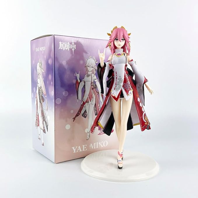 Anime Pink Hair Shrine Maiden Figure | Premium PVC Collectible Statue | Decorative Showpiece for Desk & Shelf
