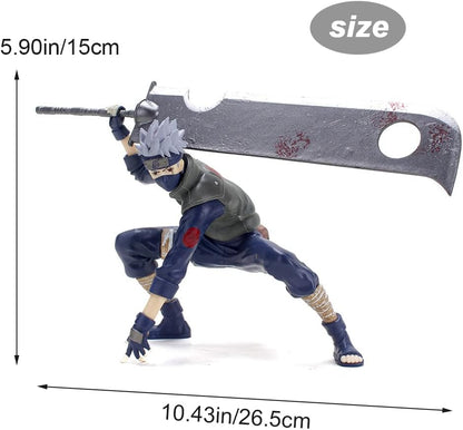 Kakashi Hatake Anime Action Figure with Giant Sword – Naruto Inspired PVC Collectible Statue (26.5 cm)