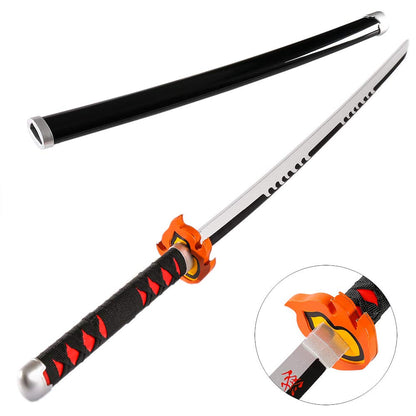 Tanjiro Fire Silver Blade White Katana – Cosplay Sword with Stand & Belt, size- 104cm