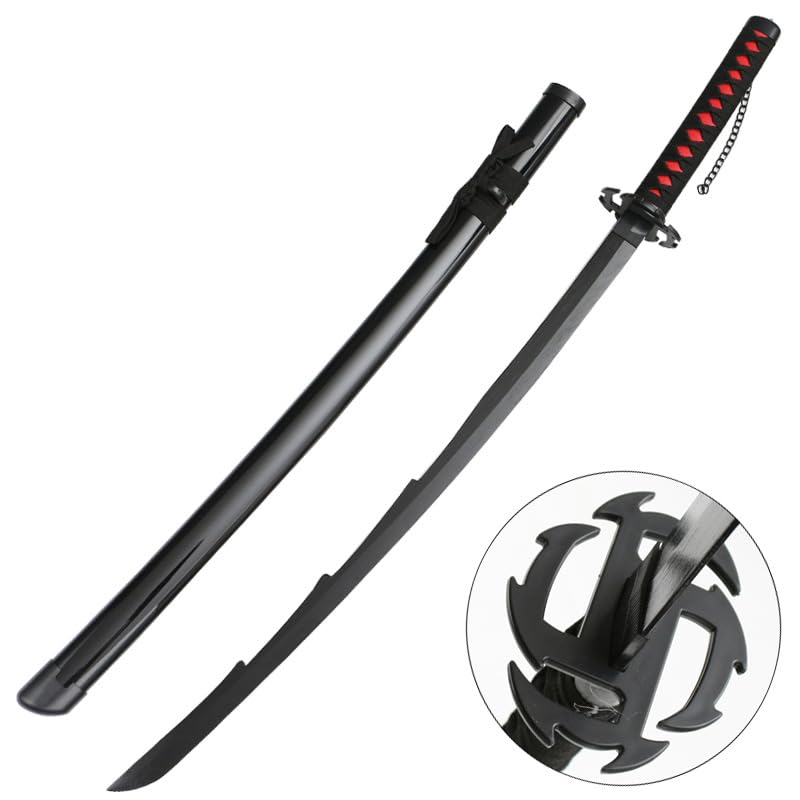 Bleech Tensa Zangetsu Ichigo Cut Wooden Katana Sword with Red Handle – Decorative Collectible (104 CM)