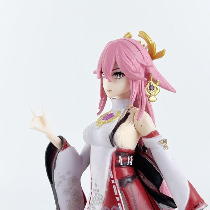Anime Pink Hair Shrine Maiden Figure | Premium PVC Collectible Statue | Decorative Showpiece for Desk & Shelf